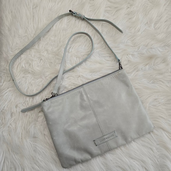 Lucky Brand Handbags - Lucky Brand Light Seafoam Leather Double Zip Crossbody Bag Slim Messenger
